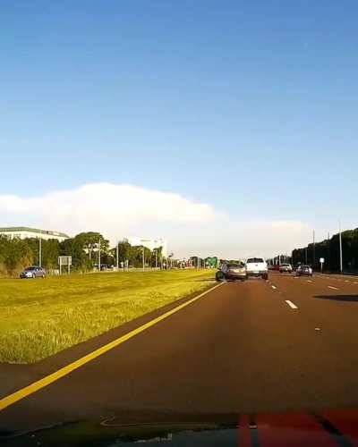 Crazy Truck Driver Forces Car Off The Road