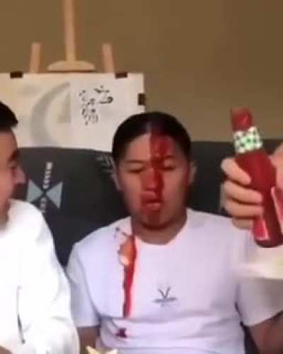Laughingcrying at the look on his face