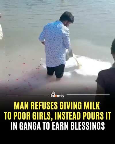 Some people call this faith, others call it food waste. Pouring milk into a river while kids nearby go hungry. What’s your take?