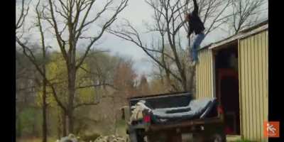 Trying to jump on a vehicle