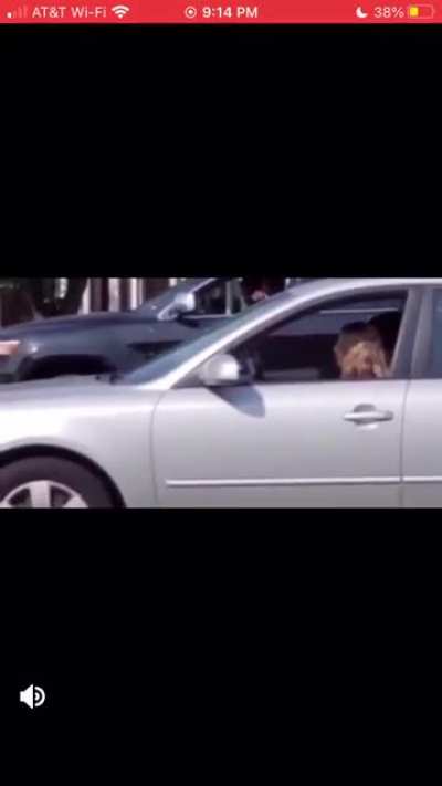 Karen gets served after rear ending someone while flipping people off