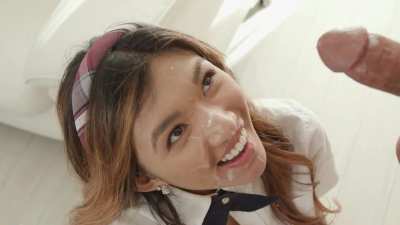Busting a hot load on a naughty schoolgirl