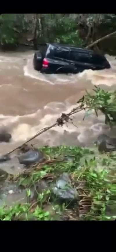 Crossing a fast flowing river but not making it.