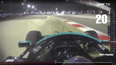 Lewis crossed turn 4 at least 29 times