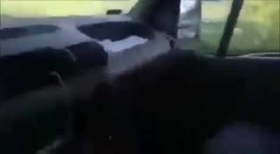 Lighting a large firecracker inside a car