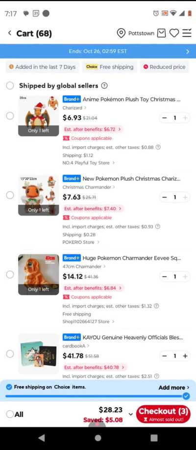 Why do the prices change when I select items??