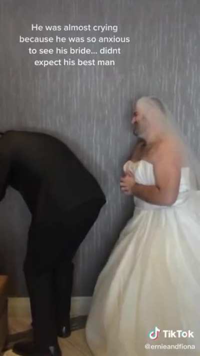 Seeing his wife for the first time...
