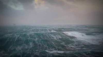 The view of these ocean waves from an oil rig
