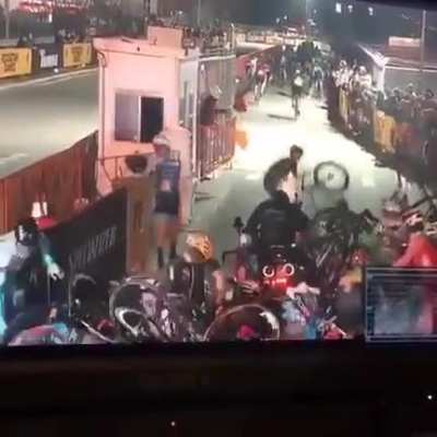 Motorbike stopped during Brooklyn cycle race