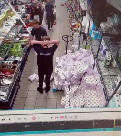WCGW Trying to move bundles of toilet paper like it’s a solid block