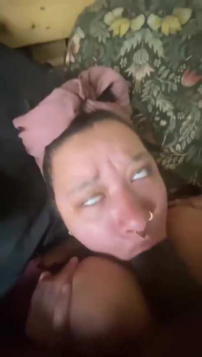 Swiping in between her pretty tittys