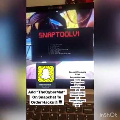 Add TheCyberMaf on Snapchat to order Social media hacks , Telegram & proof below