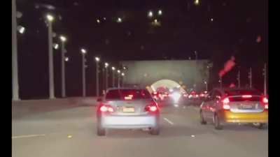 100s of bikers going the wrong way on the San Francisco Bay Bridge — Jan 17
