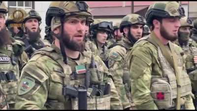 Ru pov: Chechen soldiers from the AKHMAT-1 OMON of the Russian Guard have been instructed to replace their fellow servicemen in the special military operation zone