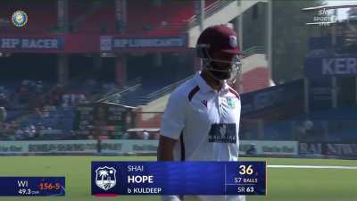 Kuldeep Yadav to Shai Hope