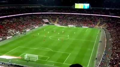Paper plane hits soccer player