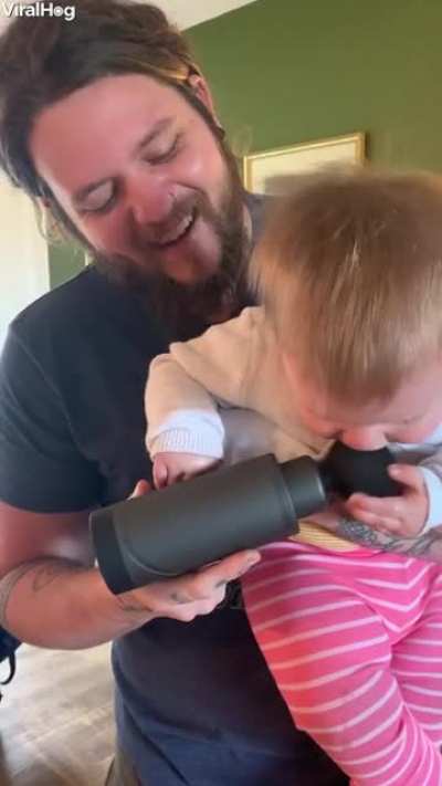 Baby vs. massage device. Watch with sound