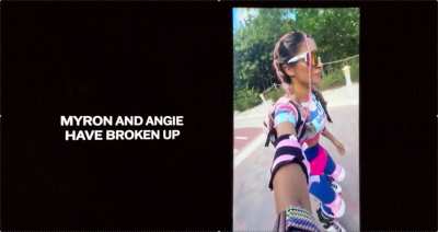 Louis puts a clip of Angie rollerskating while saying they broken up...