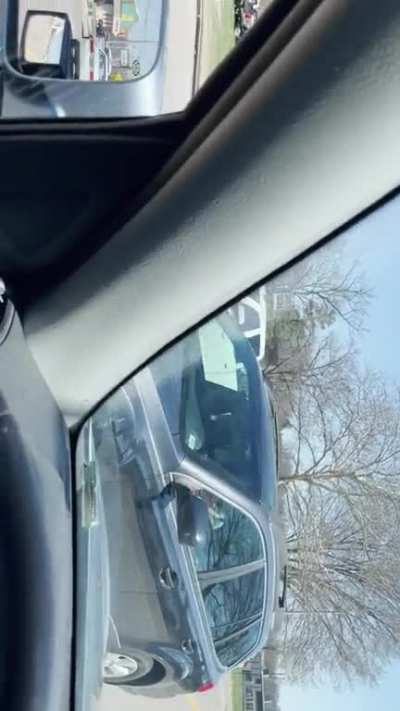 This lady’s turn is another 300 feet (90m) from where she got into the turn lane at. Mine is immediately to my left. They claim to have the right of way because they have a handicap tag…