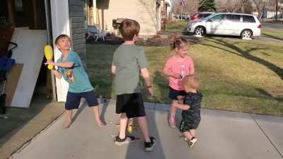 That one time I let my kids smash Easter Eggs in the driveway...
