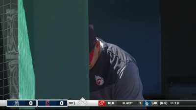 [Highlight] [Highlight] Aaron Hicks appears to have made a nice catch, but the replay reveals it hit the ground. Umpires deliberate and after a few minutes announce that the Guardians are challenging the catch.
