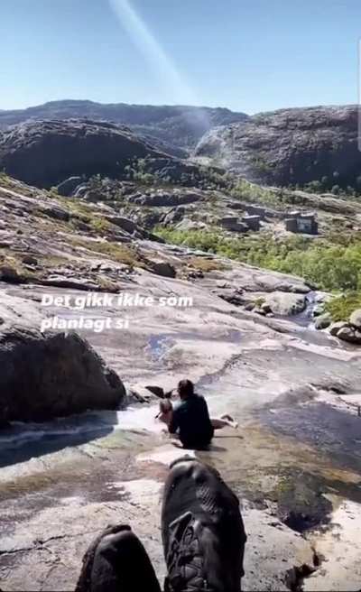 Woman goes for a slide