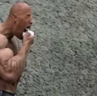 Dwayne Johnson eating rocks