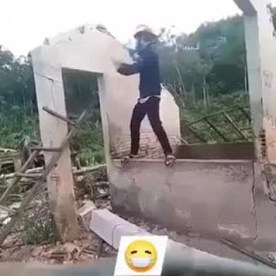 At least he was wearing a helmet