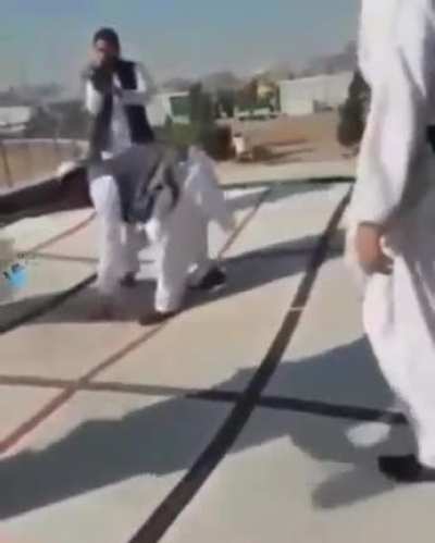 Talibans enjoy the Trampoline.