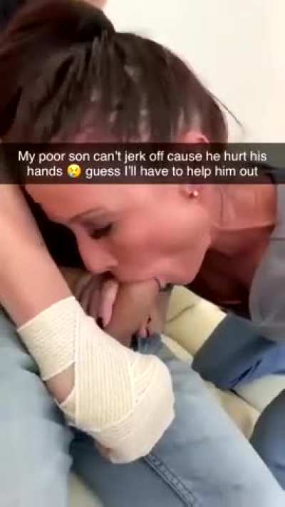Mom helping son