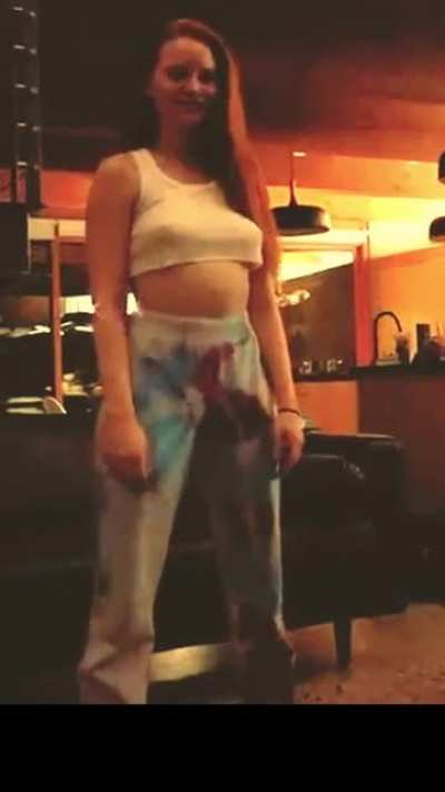 Madelaine Petsch braless high kick.