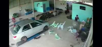 Guy on break gets annihilated by random tire.