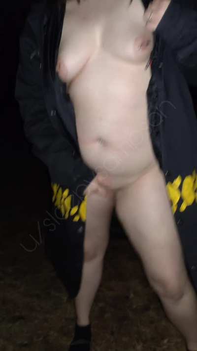 Out for a walk at night only wearing a jacket 