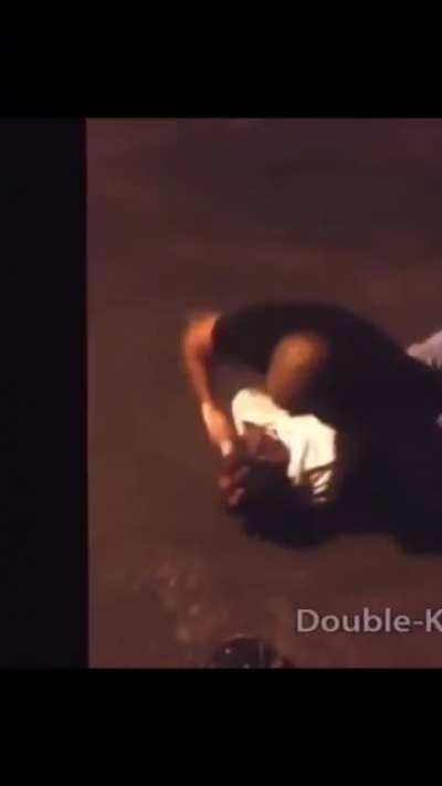 Guy gets his head caved in by ground and pound elbows. Tooth goes flying out too