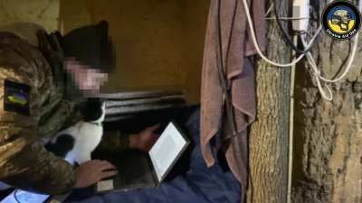 Ukraine Aid Operations - Two Ukrainian drone operators (one man, one cat) which were supplied by us with drones!