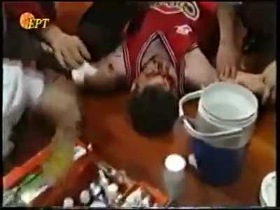 A basketball player got angry and rammed his head against a cement block which instantly paralyzed him