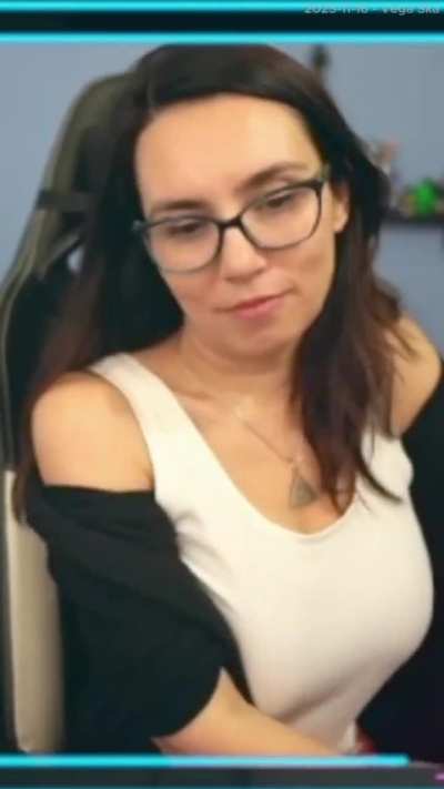 Trisha takes off sweater