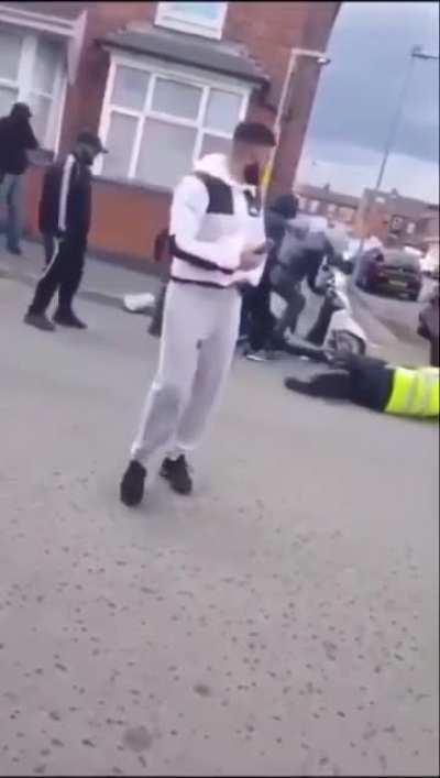 Moped rider gets beaten and has bike stolen by a gang of youths