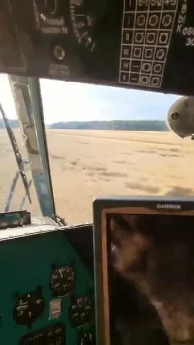 Ukrainian helicopter at low altitude. Video from the cockpit.