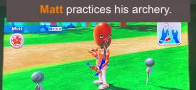 He do be practicing archery tho