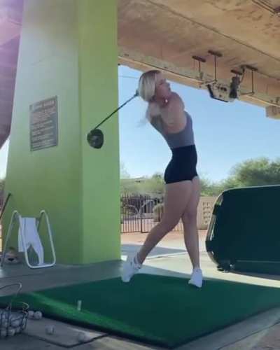 Paige Spiranac - the booty wiggle before the swing and that smile at the end.