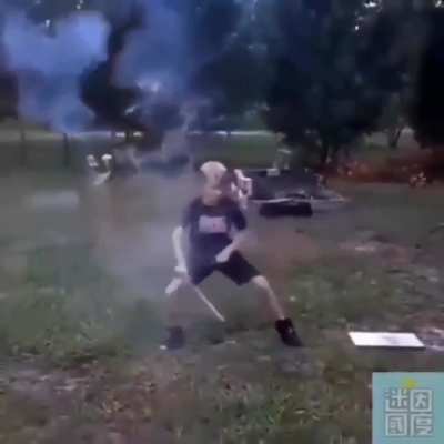 Stupid kid harms cameraman