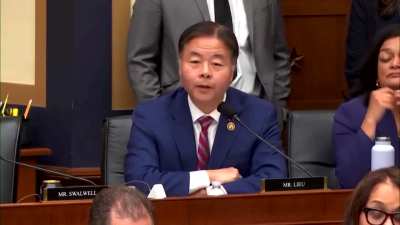 Rep. Ted Lieu played Pam Bondi video of Trump partying with Epstein and asked if underage girls were present. Bondi snapped: This is ridiculous. There’s no evidence Trump committed a crime. Lieu fired back: I believe you just lied under oath