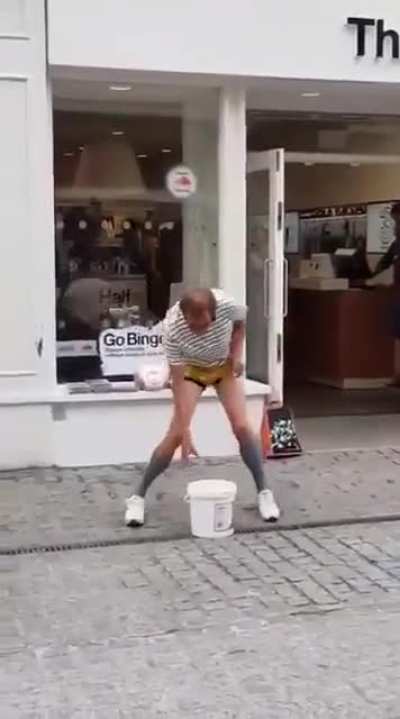 Man putting on an interesting show