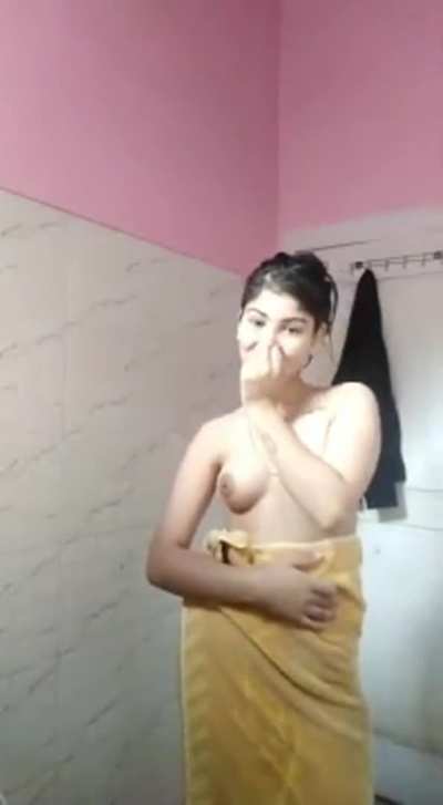 Another towel drop by a cute babe
