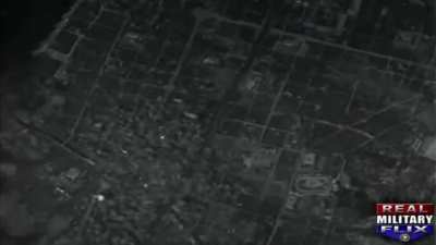American B-29 Superfortresses delivers incendiary bombs to the city of Kobe, Japan (June 5, 1945)