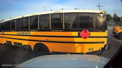 Valid crash out after truck driver narrowly avoids school bus making an incredibly stupid turn