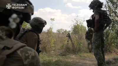 Ukrainians use an 82mm Mortar to destroy a russian position. Said to be eastern Kharkiv direction.