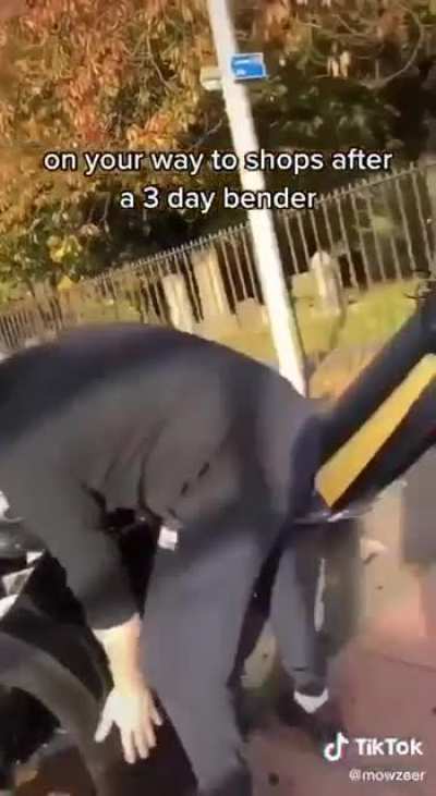 On way to shops after 3 day bender.