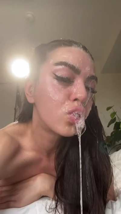 Intense bukakke on face